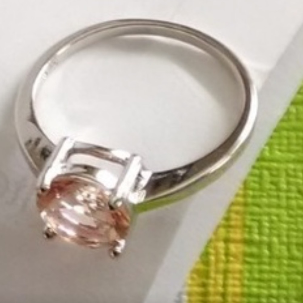 Solid sterling morganite ring • size 8